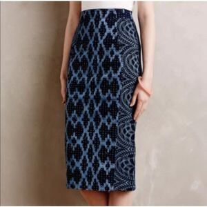 Plenty by Tracy Reese Alaia Pencil Blue Ikat Stretch Pencil Skirt Size 2